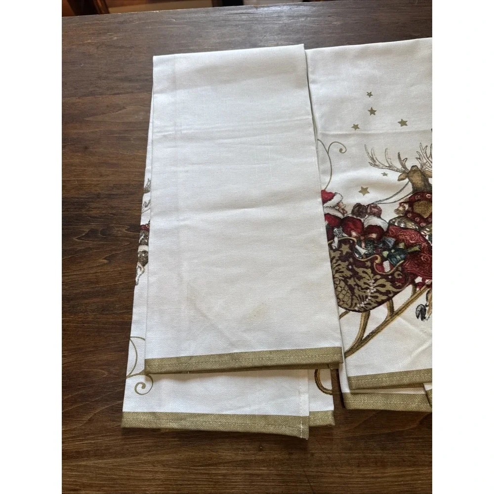 (2) Williams Sonoma Twas the Night Tea Towels~20